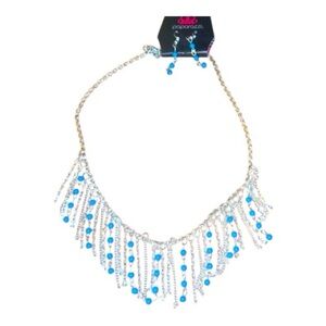 Paparazzi Silver & Blue Necklace & Earring Set